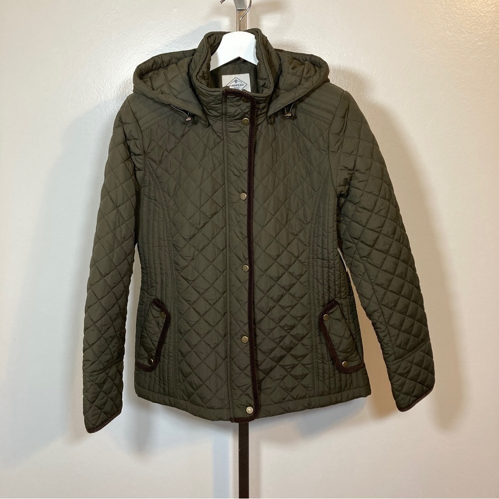 NWT St. John’s Bay dark Green Pleated Quilted jacket size Medium